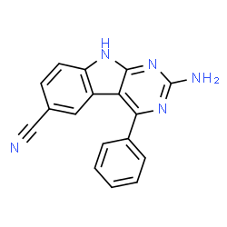 ChemSpider 2D Image | 2-Amino-4-phenyl-9H-pyrimido[4,5-b]indole-6-carbonitrile | C17H11N5