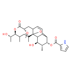 ChemSpider 2D Image | (1S,4R,5R,6R,13S,16S,18E)-6-Hydroxy-16-[(1S)-1-hydroxyethyl]-13-methoxy-5,17,19-trimethyl-14-oxo-2,15-dioxatetracyclo[9.8.0.0~1,7~.0~3,8~]nonadeca-9,18-dien-4-yl 1H-pyrrole-2-carboxylate | C28H37NO8