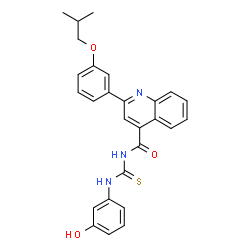 ChemSpider 2D Image | N-[(3-Hydroxyphenyl)carbamothioyl]-2-(3-isobutoxyphenyl)-4-quinolinecarboxamide | C27H25N3O3S