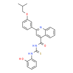ChemSpider 2D Image | N-[(2-Hydroxyphenyl)carbamothioyl]-2-(3-isobutoxyphenyl)-4-quinolinecarboxamide | C27H25N3O3S