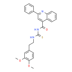 ChemSpider 2D Image | N-{[2-(3,4-Dimethoxyphenyl)ethyl]carbamothioyl}-2-phenyl-4-quinolinecarboxamide | C27H25N3O3S
