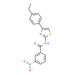 ChemSpider 2D Image | N-[4-(4-Ethylphenyl)-1,3-thiazol-2-yl]-3-nitrobenzamide | C18H15N3O3S