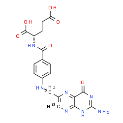 ChemSpider 2D Image | N-[4-({[2-Amino-4-oxo(7-~13~C)-1,4-dihydro-6-pteridinyl](~13~C)methyl}amino)benzoyl]-L-glutamic acid | C1713C2H19N7O6