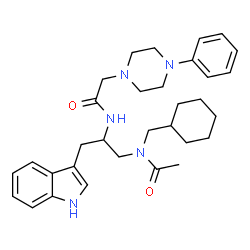ChemSpider 2D Image | N-(Cyclohexylmethyl)-N-[3-(1H-indol-3-yl)-2-{[(4-phenyl-1-piperazinyl)acetyl]amino}propyl]acetamide | C32H43N5O2