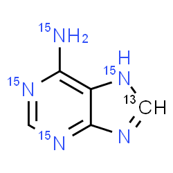 ChemSpider 2D Image | (8-~13~C,1,3,7-~15~N_3_)-7H-Purin-6-(~15~N)amine | C413CH5N15N4