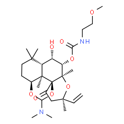 ChemSpider 2D Image | (3aS,4S,5S,5aR,7R,9aS,12aS,12bR)-11-(Dimethylamino)-4-hydroxy-3,3,5a,7,12b-pentamethyl-9-oxo-7-vinyldecahydro-1H,7H-6,10,12-trioxabenzo[de]phenanthren-5-yl (2-methoxyethyl)carbamate | C27H44N2O8