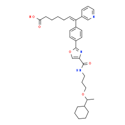ChemSpider 2D Image | (6E)-7-[4-(4-{[3-(1-Cyclohexylethoxy)propyl]carbamoyl}-1,3-oxazol-2-yl)phenyl]-7-(3-pyridinyl)-6-heptenoic acid | C33H41N3O5