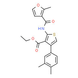 ChemSpider 2D Image | Ethyl 4-(3,4-dimethylphenyl)-2-[(2-methyl-3-furoyl)amino]-3-thiophenecarboxylate | C21H21NO4S