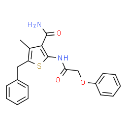 ChemSpider 2D Image | 5-BENZYL-4-METHYL-2-(2-PHENOXYACETAMIDO)THIOPHENE-3-CARBOXAMIDE | C21H20N2O3S