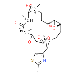 ChemSpider 2D Image | (1S,16R)-7,11-Dihydroxy-8,8,10,12-tetramethyl-3-[(1E)-1-(2-methyl-1,3-thiazol-4-yl)(2-~13~C)-1-propen-2-yl](8,10,12-~13~C_3_,17-~18~O)-4,17-dioxabicyclo[14.1.0]heptadecane-5,9-dione | C2213C4H39NO518OS