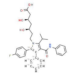 ChemSpider 2D Image | (3R,5R)-7-[2-(4-Fluorophenyl)-5-isopropyl-3-(~13~C_6_)phenyl-4-(phenylcarbamoyl)(2,3-~13~C_2_)-1H-pyrrol-1-yl]-3,5-dihydroxyheptanoic acid | C2513C8H35FN2O5