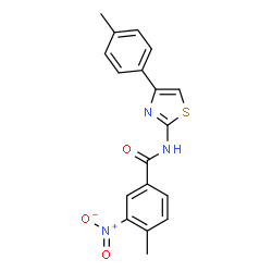 ChemSpider 2D Image | 4-Methyl-N-[4-(4-methylphenyl)-1,3-thiazol-2-yl]-3-nitrobenzamide | C18H15N3O3S