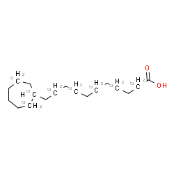 ChemSpider 2D Image | 11-[(1,2,6-~13~C_3_)Cycloheptyl](2,4,6,8,10-~13~C_5_)undecanoic acid | C1013C8H34O2