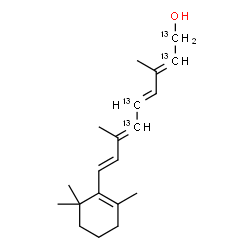 ChemSpider 2D Image | (10,11,14,15-~13~C_4_)Retinol | C1613C4H30O