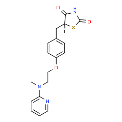 ChemSpider 2D Image | 5-(4-{2-[Methyl(2-pyridinyl)amino]ethoxy}benzyl)(5-~3~H)-1,3-thiazolidine-2,4-dione | C18H18TN3O3S
