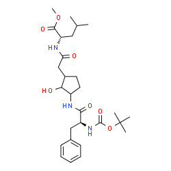ChemSpider 2D Image | Methyl N-({2-hydroxy-3-[(N-{[(2-methyl-2-propanyl)oxy]carbonyl}-L-phenylalanyl)amino]cyclopentyl}acetyl)-L-leucinate | C28H43N3O7