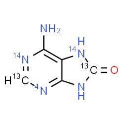 ChemSpider 2D Image | 6-Amino(2,8-~13~C_2_,1,3,7-~14~N_3_)-7,9-dihydro-8H-purin-8-one | C313C2H5N214N3O