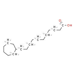 ChemSpider 2D Image | 11-[(2,6-~13~C_2_)Cycloheptyl](1,3,5,7,9,11-~13~C_6_)undecanoic acid | C1013C8H34O2