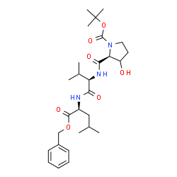 ChemSpider 2D Image | Benzyl 3-hydroxy-1-{[(2-methyl-2-propanyl)oxy]carbonyl}-L-prolyl-D-valyl-L-leucinate | C28H43N3O7