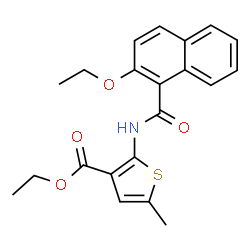 ChemSpider 2D Image | Ethyl 2-[(2-ethoxy-1-naphthoyl)amino]-5-methyl-3-thiophenecarboxylate | C21H21NO4S