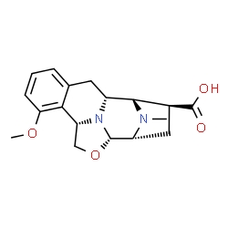 ChemSpider 2D Image | (1R,2S,3S,5R,6S,9S)-11-Methoxy-18-methyl-7-oxa-17,18-diazapentacyclo[7.7.1.1~2,5~.0~6,17~.0~10,15~]octadeca-10,12,14-triene-3-carboxylic acid | C18H22N2O4