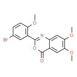 ChemSpider 2D Image | 2-(5-Bromo-2-methoxyphenyl)-6,7-dimethoxy-4H-3,1-benzoxazin-4-one | C17H14BrNO5