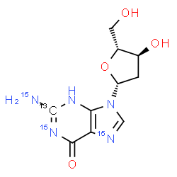 ChemSpider 2D Image | 2'-Deoxy(2-~13~C,N~2~,N~8~,6-~15~N_3_)guanosine | C913CH13N215N3O4