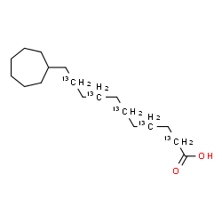 ChemSpider 2D Image | 11-Cycloheptyl(2,4,6,8,10-~13~C_5_)undecanoic acid | C1313C5H34O2