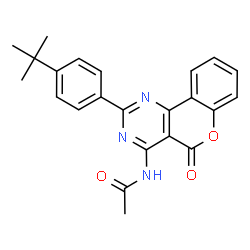 ChemSpider 2D Image | N-[2-(4-tert-butylphenyl)-5-oxo-5H-chromeno[4,3-d]pyrimidin-4-yl]acetamide | C23H21N3O3