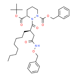 ChemSpider 2D Image | 1-Benzyl 3-(2-methyl-2-propanyl) (3S)-2-[(2R)-2-{2-[(benzyloxy)amino]-2-oxoethyl}decanoyl]tetrahydro-1,3(2H)-pyridazinedicarboxylate | C36H51N3O7
