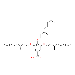 ChemSpider 2D Image | 3,4,5-Tris{[(3R)-3,7-dimethyl-6-octen-1-yl]oxy}benzoic acid | C37H60O5