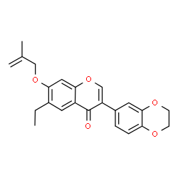 ChemSpider 2D Image | 3-(2,3-Dihydro-1,4-benzodioxin-6-yl)-6-ethyl-7-[(2-methyl-2-propen-1-yl)oxy]-4H-chromen-4-one | C23H22O5