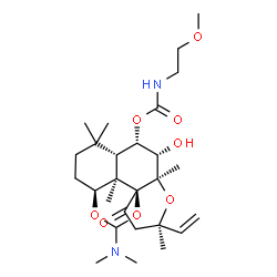 ChemSpider 2D Image | (3aS,4S,5S,5aR,7R,9aS,12aS,12bR)-11-(Dimethylamino)-5-hydroxy-3,3,5a,7,12b-pentamethyl-9-oxo-7-vinyldecahydro-1H,7H-6,10,12-trioxabenzo[de]phenanthren-4-yl (2-methoxyethyl)carbamate | C27H44N2O8