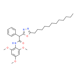 ChemSpider 2D Image | 2-(5-Dodecyl-1,3,4-oxadiazol-2-yl)-2-phenyl-N-(2,4,6-trimethoxyphenyl)acetamide | C31H43N3O5