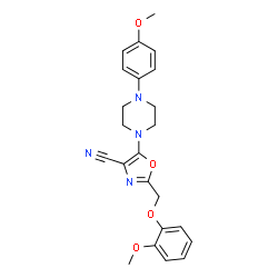 ChemSpider 2D Image | 2-[(2-Methoxyphenoxy)methyl]-5-[4-(4-methoxyphenyl)-1-piperazinyl]-1,3-oxazole-4-carbonitrile | C23H24N4O4