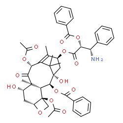 ChemSpider 2D Image | (1S,2R)-1-Amino-3-{[(2alpha,5beta,7beta,10beta,13alpha)-4,10-diacetoxy-2-(benzoyloxy)-1,7-dihydroxy-9-oxo-5,20-epoxytax-11-en-13-yl]oxy}-3-oxo-1-phenyl-2-propanyl benzoate | C47H51NO14