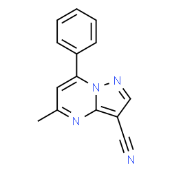ChemSpider 2D Image | 5-Methyl-7-phenylpyrazolo[1,5-a]pyrimidine-3-carbonitrile | C14H10N4