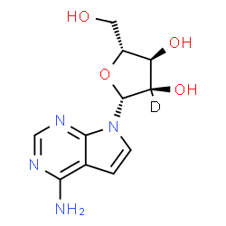ChemSpider 2D Image | 7-[beta-D-(C~2~-~2~H)Ribofuranosyl]-7H-pyrrolo[2,3-d]pyrimidin-4-amine | C11H13DN4O4