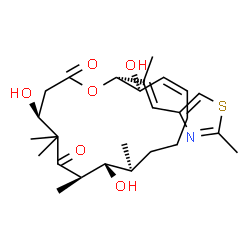 ChemSpider 2D Image | (4S,7R,8S,9S,13Z,15S,16R)-4,8,15-Trihydroxy-5,5,7,9-tetramethyl-16-[(1E)-1-(2-methyl-1,3-thiazol-4-yl)-1-propen-2-yl]oxacyclohexadec-13-ene-2,6-dione | C26H39NO6S