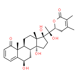 ChemSpider 2D Image | (6beta,17alpha,22R)-6,14,17,20-Tetrahydroxy-22,26-epoxyergosta-2,4,24-triene-1,26-dione | C28H38O7