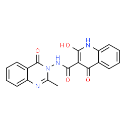 ChemSpider 2D Image | 2-Hydroxy-N-(2-methyl-4-oxo-3(4H)-quinazolinyl)-4-oxo-1,4-dihydro-3-quinolinecarboxamide | C19H14N4O4