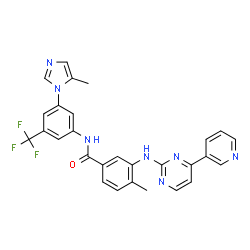 ChemSpider 2D Image | 4-Methyl-N-[3-(5-methyl-1H-imidazol-1-yl)-5-(trifluoromethyl)phenyl]-3-{[4-(3-pyridinyl)-2-pyrimidinyl]amino}benzamide | C28H22F3N7O