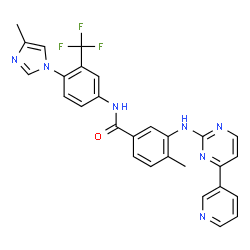ChemSpider 2D Image | 4-Methyl-N-[4-(4-methyl-1H-imidazol-1-yl)-3-(trifluoromethyl)phenyl]-3-{[4-(3-pyridinyl)-2-pyrimidinyl]amino}benzamide | C28H22F3N7O