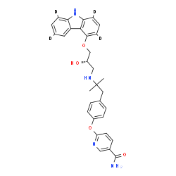 ChemSpider 2D Image | 6-{4-[2-({(2S)-3-[(1,3,6,8-~2~H_4_)-9H-Carbazol-4-yloxy]-2-hydroxypropyl}amino)-2-methylpropyl]phenoxy}nicotinamide | C31H28D4N4O4