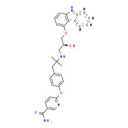 ChemSpider 2D Image | 6-{4-[2-({(2S)-3-[(4b,5,6,7,8,8a-~14~C_6_)-9H-Carbazol-4-yloxy]-2-hydroxypropyl}amino)-2-methylpropyl]phenoxy}nicotinamide | C2514C6H32N4O4