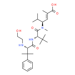 ChemSpider 2D Image | N-(2-Hydroxyethyl)-beta,beta-dimethyl-L-phenylalanyl-N-[(3S,4E)-5-carboxy-2-methyl-4-hexen-3-yl]-N,3-dimethyl-L-valinamide | C28H45N3O5