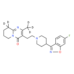 ChemSpider 2D Image | 3-{2-[4-(6-Fluoro-1,2-benzoxazol-3-yl)-1-piperidinyl]ethyl}-2-(~2~H_3_)methyl(9,9-~2~H_2_)-6,7,8,9-tetrahydro-4H-pyrido[1,2-a]pyrimidin-4-one | C23H22D5FN4O2