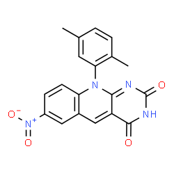 ChemSpider 2D Image | 10-(2,5-Dimethylphenyl)-7-nitropyrimido[4,5-b]quinoline-2,4(3H,10H)-dione | C19H14N4O4