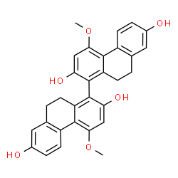 ChemSpider 2D Image | 4,4'-Dimethoxy-9,9',10,10'-tetrahydro-1,1'-biphenanthrene-2,2',7,7'-tetrol | C30H26O6