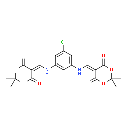 ChemSpider 2D Image | 5,5'-[(5-Chloro-1,3-phenylene)bis(iminomethylylidene)]bis(2,2-dimethyl-1,3-dioxane-4,6-dione) | C20H19ClN2O8